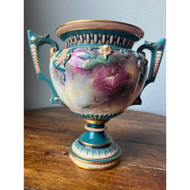 English 1905 Royal Worcester Hadley Ware Rose Vase For Sale - Image 3 of 12