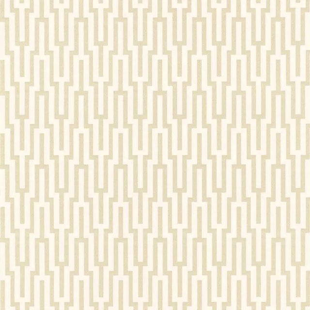 Sample - Schumacher Metropolitan Fret Wallpaper in Crystal For Sale