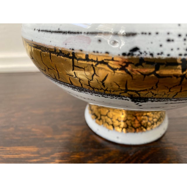 Mid 20th Century Italian Ceramic White Gold and Black Bowl For Sale - Image 4 of 7