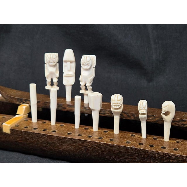 Vintage Cribbage Board Game - Style of John Roberts 20-3/4" Long With 10 Pegs For Sale - Image 12 of 17