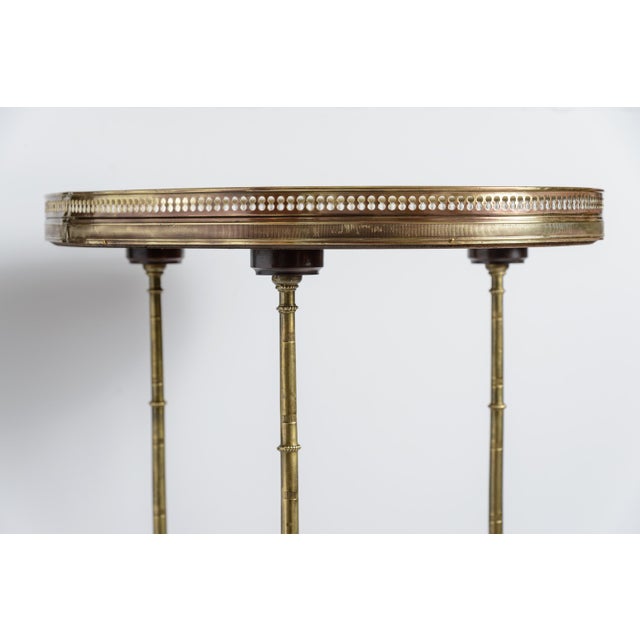 French French White Marble Top and Brass Gallery Top End Table, Brass Legs For Sale - Image 3 of 10