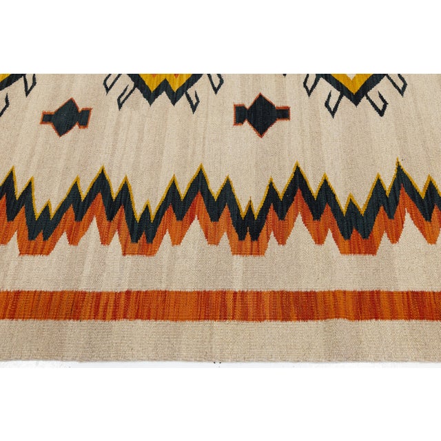 Contemporary Southwest Style Flat-Weave Wool Rug in Terracotta, and Ochre For Sale In New York - Image 6 of 10