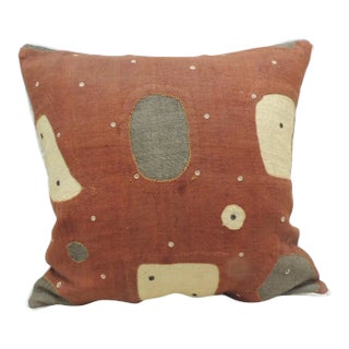 Antique Applique Raffia Brown and Rust Kuba Decorative Pillows Matisse Style For Sale