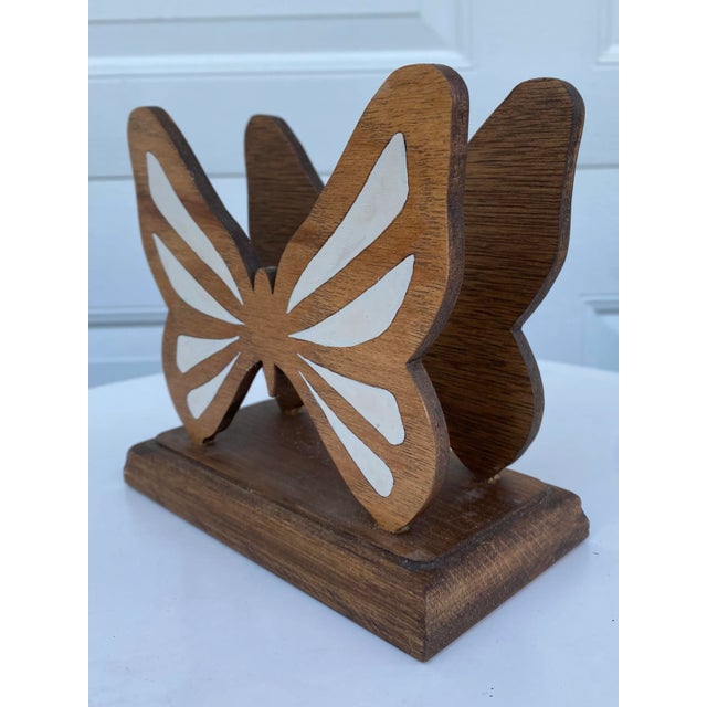 Vintage handmade wooden butterfly napkin holder / mail holder. Beautiful with an organic bohemian look, this napkin holder...