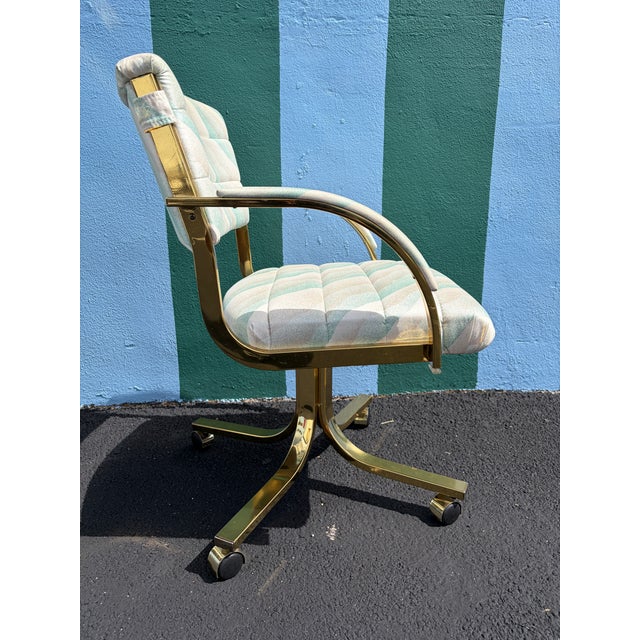 A Pair of Early 1990s Post Modern Brass Rolling Dining Chairs by Cal-Style Furniture. For Sale - Image 16 of 18