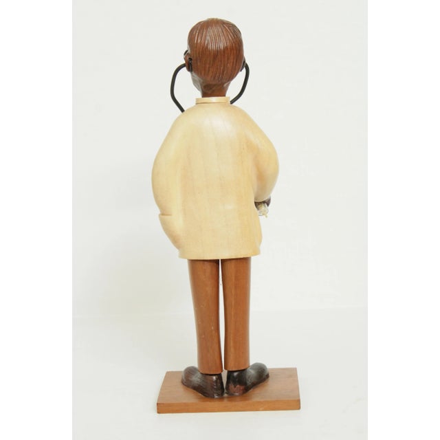 1970s Romer Vintage Hand Carved Wood Doctor Figurines Statues - a Pair For Sale - Image 5 of 13