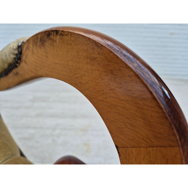 Vinttage Scandinavian Rocking Chair in Velour, 1950s For Sale - Image 16 of 18
