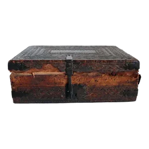 Spanish Baroque Tooled Leather And Iron Mounted Pine Desk / Document Box