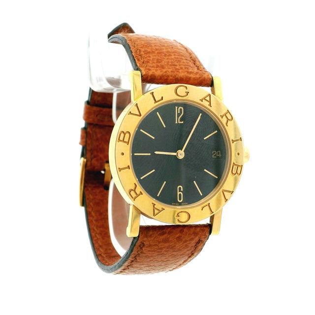 Vintage Bvlgari Bvlgari Bb30gl 18k Gold Black Dial Watch For Sale - Image 10 of 14