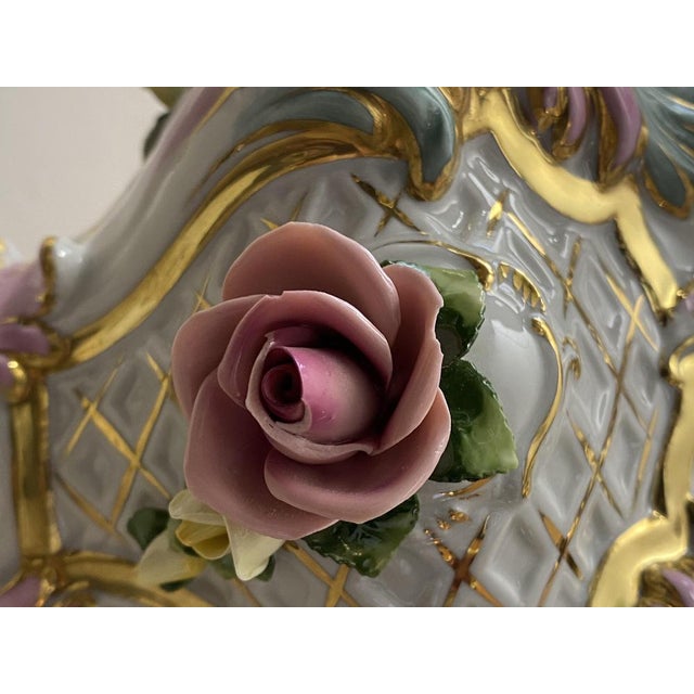 Baroque Style Chandelier by Rudolf Kämmer Keramic Manufaktur, Volkstedt, Germany, 20th Century For Sale - Image 11 of 14