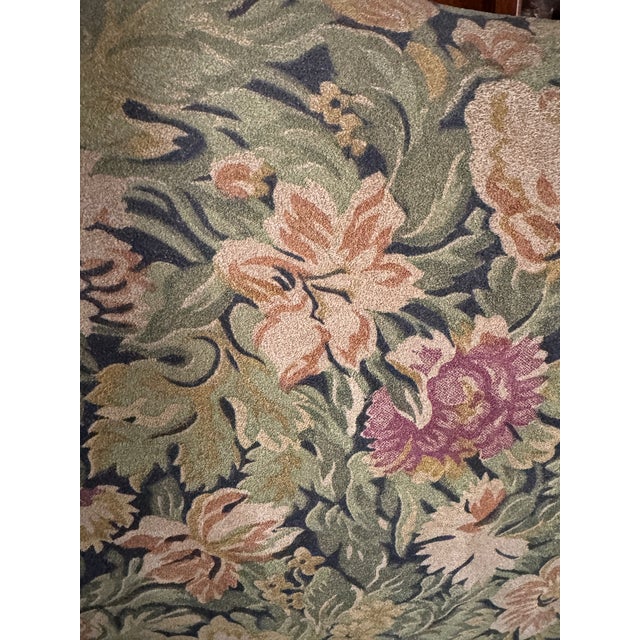 A striking antique armchair with a commanding high-back silhouette and authentic, richly printed suede. This is a piece...