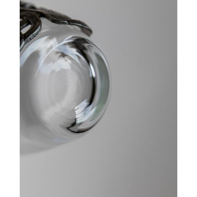 Vintage Glass Vase with Hand-Cast Pewter Daffodil Decoration, 1970s For Sale - Image 13 of 14