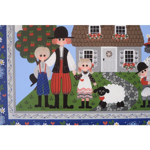 Vintage Donna Moses Peasant Folk Art Family Portrait Painting For Sale In San Francisco - Image 6 of 8