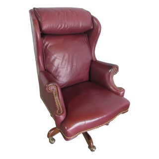 1980s Southwood Leather Burgandy Office Chair Swivel Quality For Sale
