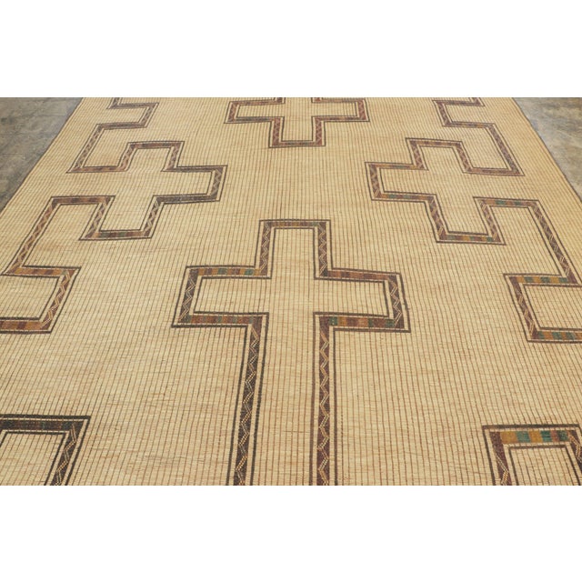 This vintage Moroccan mat is a primitive 9x14 Tuareg work from the nomadic tribe of the same name. Handwoven with reeds...