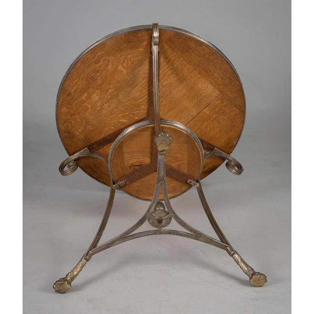 Bronze Vintage Louis XVI Style Silvered Bronze Gueridon Table For Sale - Image 8 of 9