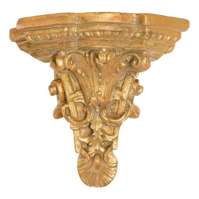 Vintage Italian Rococo Gilt Wall Shelf For Sale