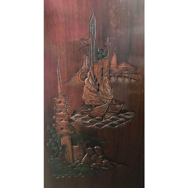 Wood Octagonal Hand-Carved Oriental Vintage Side Table For Sale - Image 7 of 7