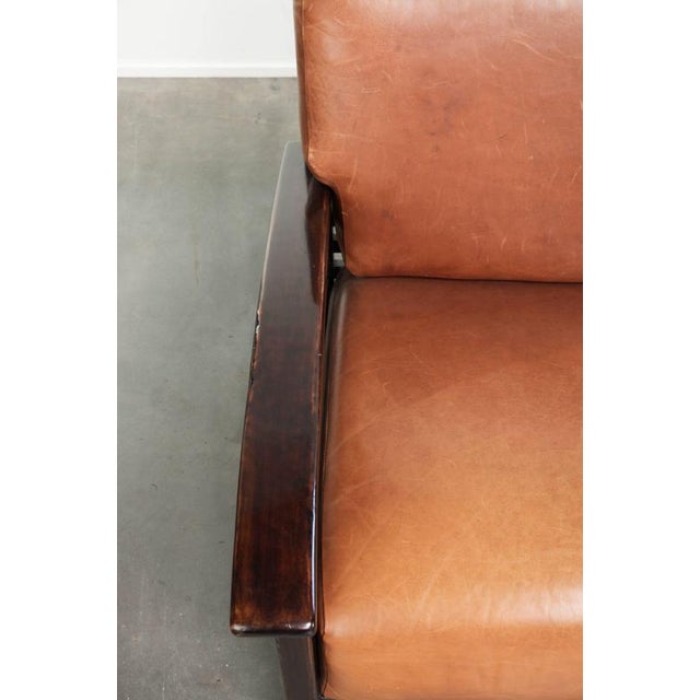 Animal Skin 20th Century Art Deco Cognac-Colored Cowhide Lounge Chairs, Set of 2 For Sale - Image 7 of 14