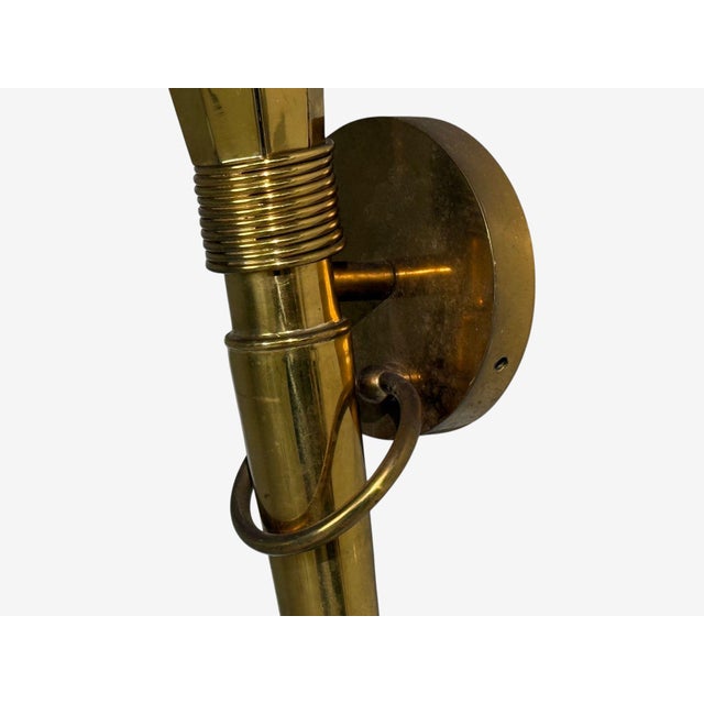 Mid 20th Century Neoclassical, Monumental Torchiere Wall Sconces, Brass, Glass - a Pair For Sale - Image 10 of 12