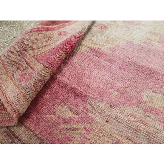 Blush Galerie Shabab Collection Mid-20th Century Handmade Turkish Oushak Throw Rug For Sale - Image 8 of 8