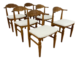 Brutalist Oak Dining Chairs by Henning Kjærnulf for EG Kvalitetsmöbel, Denmark, 1960s, Set of 6