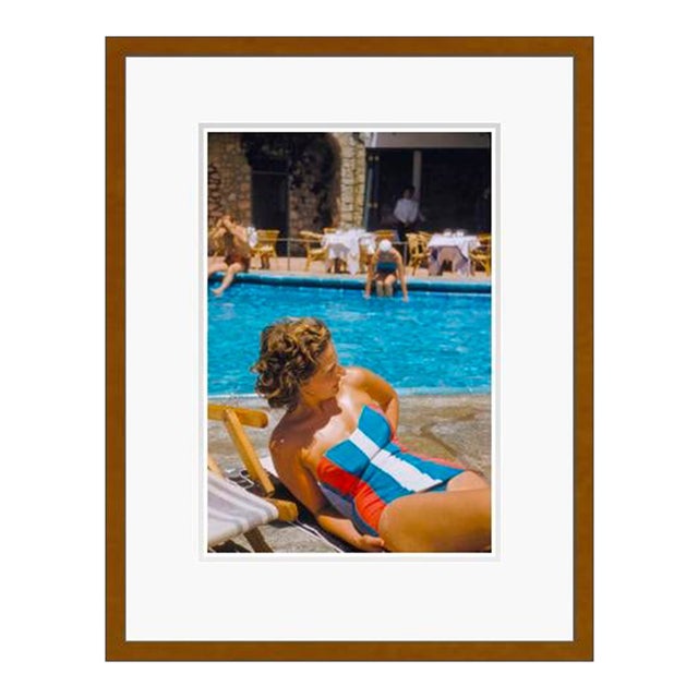 Toni Frissell 'Poolside in Capri' Archival Pigment Print Framed in Brown For Sale