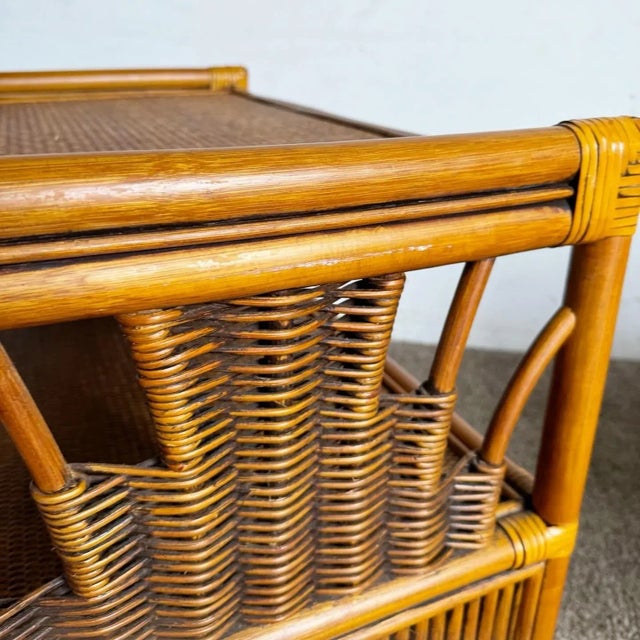 Boho Chic Bamboo Rattan and Wicker Bar Cart For Sale - Image 10 of 10