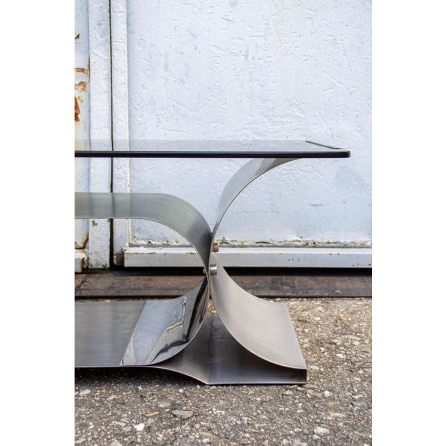 Space Age Steel and Glass Coffee Table by Franco Costalonga for Studio Tecnico Mimo Leone, 1970s For Sale - Image 4 of 8