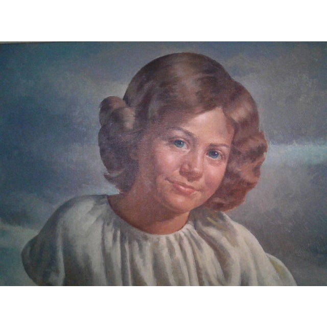 Realism Mid 20th Century Sandor C. Klein American Figurative Oil Painting of Girl With Cat For Sale - Image 3 of 5