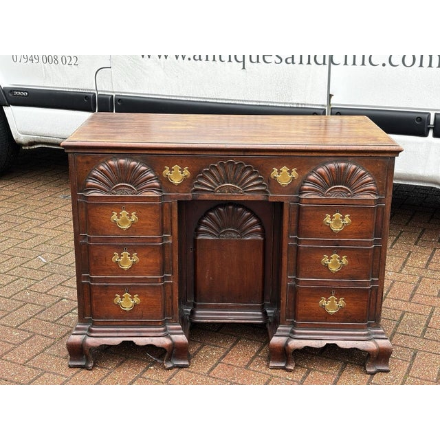 Edwardian Mahogany Desk with Brass Handles For Sale - Image 4 of 17