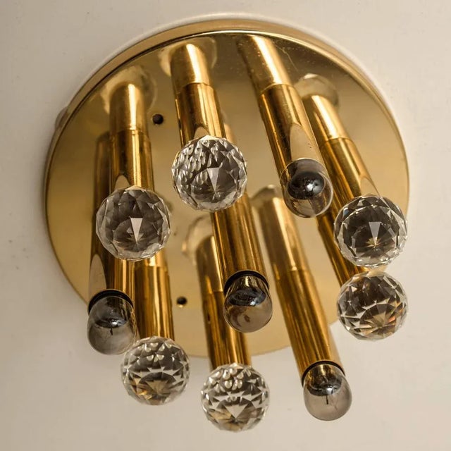 Swarovski Crystal and Gilt Brass Flush Mount by Ernst Palme, 1960s For Sale - Image 9 of 12