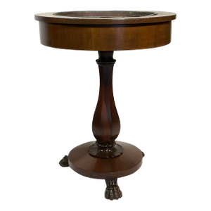 Antique 1800s Rosewood Pedestal Plant Holder Removable Copper Insert, Three-Legged Lions Hairy Paw