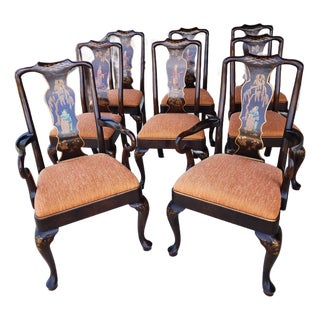 Chinoiserie Queen Anne Style Dining Chairs For Sale