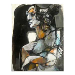 Cubism Painting. Acrylic on Watercolor Paper "Mestiza" Princess By: Alfonso Munoz-Alma