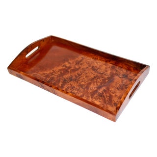 Rare Fragrant Thuya Exotic Wood Tray Large 15.5" Solid Wood For Sale