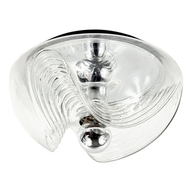 Mid-Century Modern Space Age Glass Wave Flush Mount by Koch & Lowy for Peill & Putzler, Germany, 1970s For Sale