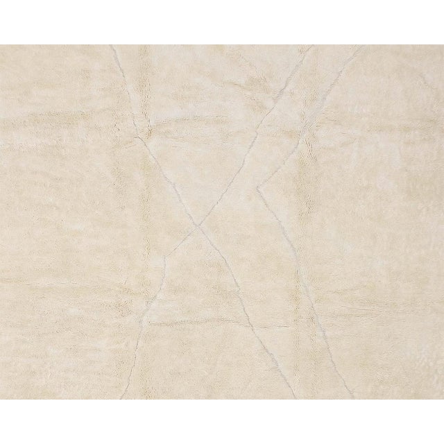 Textile Minimalist Diagonal Line Hand-Knotted Wool Rug | 13'5" X 9'6" | One of a Kind For Sale - Image 7 of 8