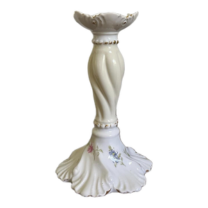 Antique Victorian Hand Painted Fine Limoges Porcelain Candlestick Holder -France