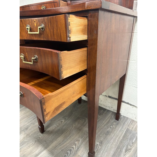 Brown Vintage Federal Georgian George III Hepplewhite Style Mahogany Writing Desk For Sale - Image 8 of 17