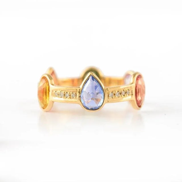 Metal Multi Sapphire Eternity Band Ring Size 7 ( All Sizes Available ) For Sale - Image 7 of 9