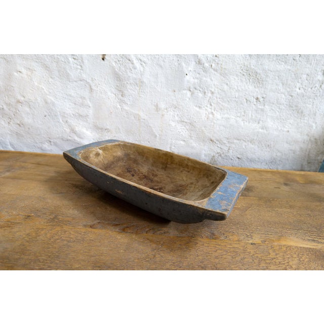 Blue 19th Century Swedish Folk Art Blue Colored Farmers Bowl For Sale - Image 8 of 15