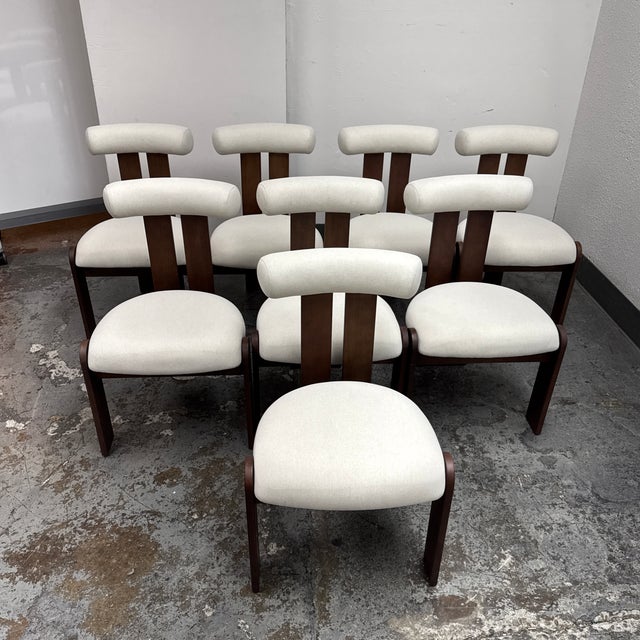 Design Plus Gallery presents a Set of Eight of the Tola Dining Chairs from Rove Concepts. Manufactured by Kaye, sculptural...