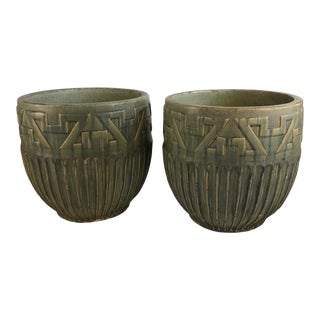 Early 1900s Gladding, McBean Co. Glazed Planter Pots - a Pair For Sale