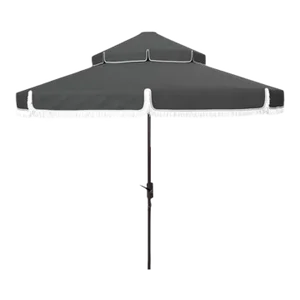 Outdoor Milan Fringe 9ft Double Top Crank Umbrella - Grey