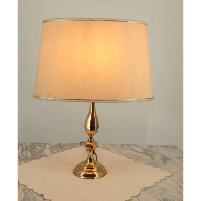 2000 - 2009 Brass Lamp with Fabric Shade For Sale - Image 5 of 5