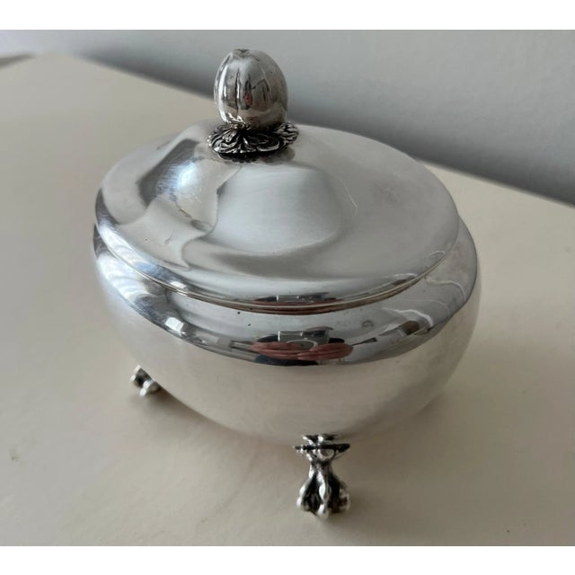 Mid 20th Century Silver Plate Hinged Oval Box on Claw Feet For Sale - Image 5 of 10