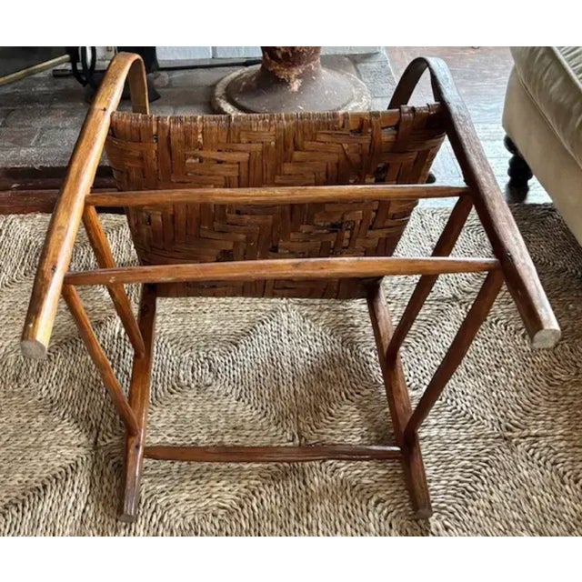 Antique Primitive Bentwood Arm Ladder Back Chair With Original Woven Splint Seat For Sale - Image 10 of 10