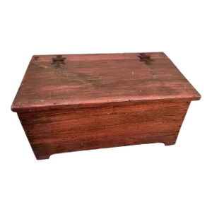 Antique 19th Century Primitive Painted Pine Petite Chest Storage Trunk