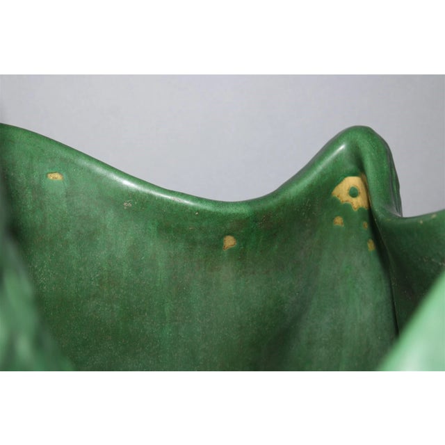Green Rare Huge Signed Exhibition Weller Pottery Green Matte Swan Planter Jardiniere For Sale - Image 8 of 11